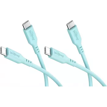 Goobay Set de 2 cables USB-C de silicona, 1,5 m, turquesa (81248)