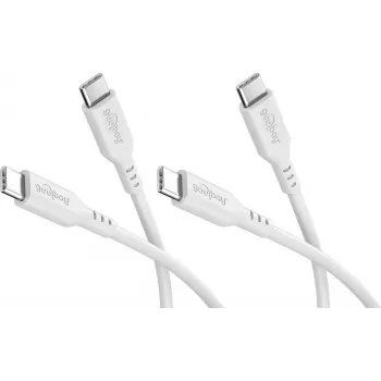 Goobay Set de 2 cables USB-C de silicona, 1,5 m, blanco (81244)