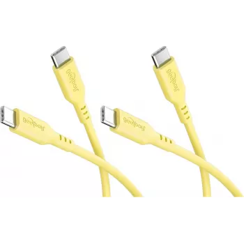 Goobay Set de 2 cables USB-C de silicona, 1,5 m, amarillo (81243)