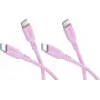Goobay Set de 2 cables USB-C a USB-C de silicona, 1,5 m, rosa (81251)