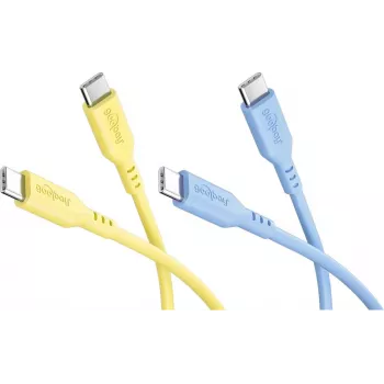 Goobay Sun & Sky Set de 2 cables USB-C de silicona 1,5m amarillo azul 81274