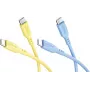 Goobay Sun & Sky Set de 2 cables USB-C de silicona 1,5m amarillo azul 81274