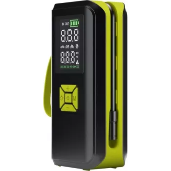 Goobay Tools Bomba de aire de batería con pantalla digital, 10,3 bar, carga USB-C, luz LED, batería de litio de 2000 mAh, incluye adaptadores y bolsa de almacenamiento 77827