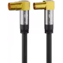 Goobay Cable de antena de TV 10 m, 4 apantallamientos, 135 dB, conectores coaxiales acodados dorados, Negro 70475