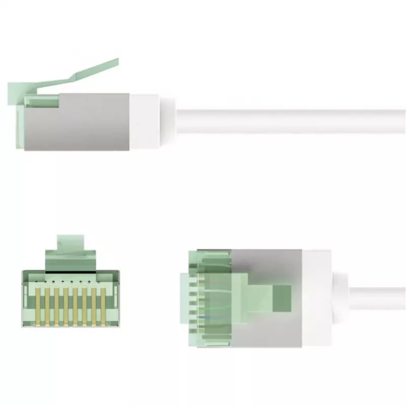 Goobay Cable de red U/FTP CAT 8.1 Slim ultraflexible, 0,5 m, blanco, conectores extraplanos, 40 Gbps 74359