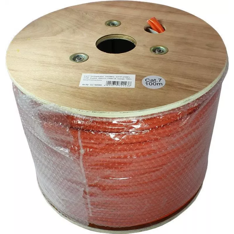 Good Connections Cable de instalación Cat.7 S/FTP PiMF, dúplex, AWG23, FRNC-B, Naranja, 100m