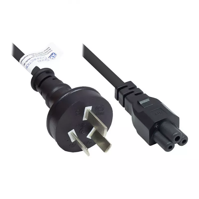 Good Connections P8005-S018 Cable de alimentación, 1,8 m, tipo I a IEC C5, 250 V/2,5 A, Negro