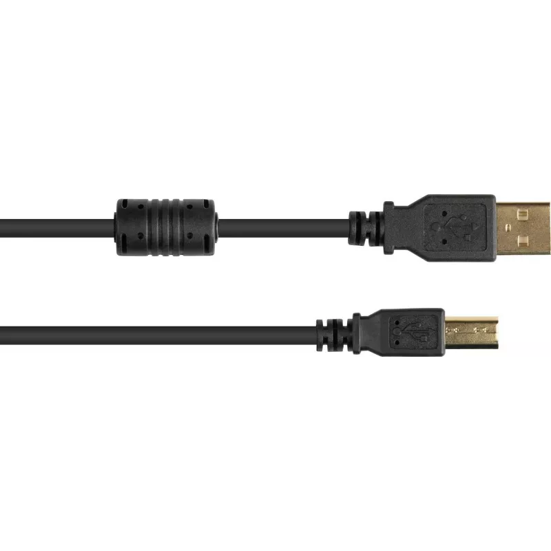 Good Connections Cable USB 2.0 A a B con núcleo de ferrita, dorado, negro, 1m