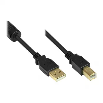 Good Connections Cable USB 2.0 A a B con núcleo de ferrita, dorado, negro, 1m