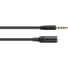 GoodConnections Cable alargador de audio TRRS de 3,5mm de 4 polos, conector macho a hembra, 3m, negro AS-35V4B3