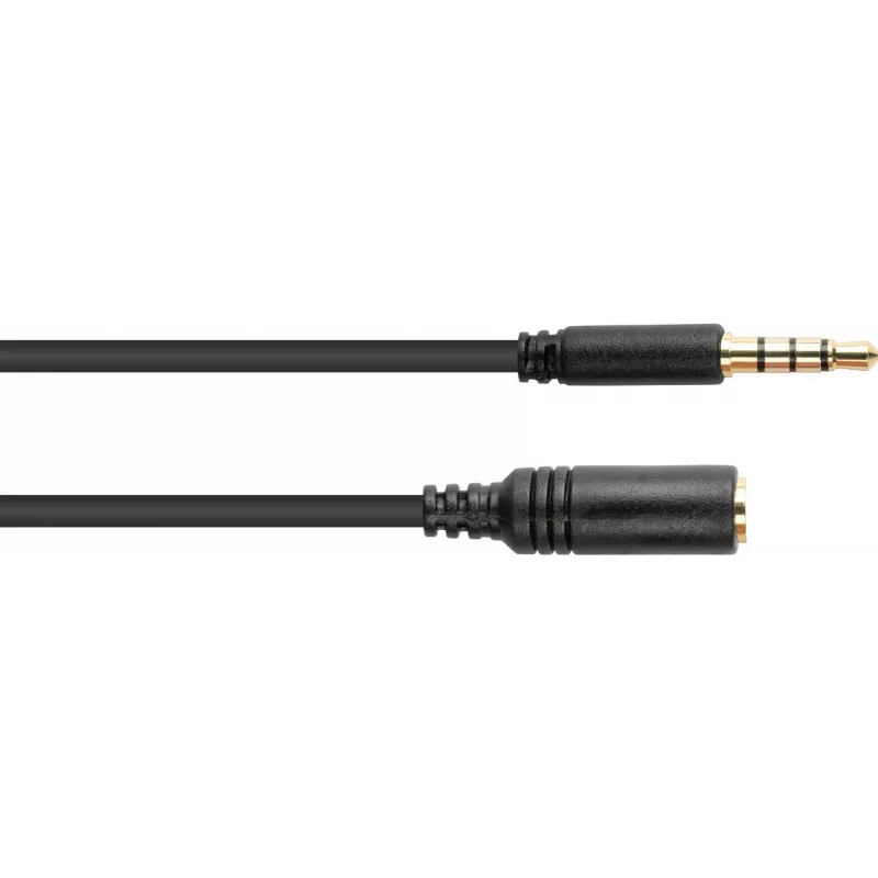 GoodConnections Cable alargador de audio TRRS de 3,5mm de 4 polos, conector macho a hembra, 3m, negro AS-35V4B3