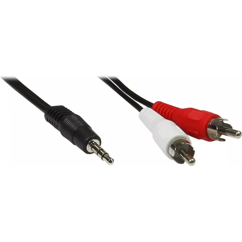 GoodConnections cable de audio jack estéreo de 3,5mm a 2 conectores RCA macho 2,5m negro AS-352C