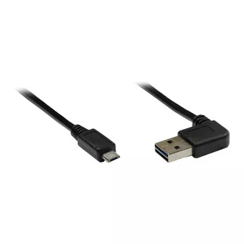 GoodConnections Alcasa Cable USB 2.0 A a Micro-B 2m, acodado, dorado