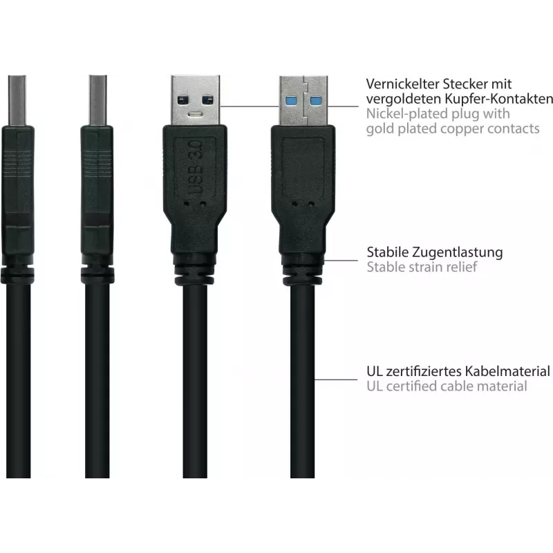 GoodConnections Alcasa Cable USB 3.2 Gen 1, USB-A a Micro-B, 1,8 m, negro