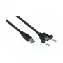 GoodConnections Alcasa UK30P-AEA-020S USB 3.0 Cable alargador de montaje en panel, USB-A macho a USB-A hembra, 2 m, negro
