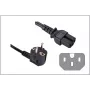 GoodConnections Cable de alimentación en ángulo Schuko a IEC-C15, 1,8m, Negro, 10A/250V, H05VV-F, aparatos de calor 1501-18