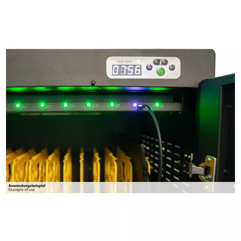 GoodConnections ANTARES PRO N24C carro de carga para portátiles de hasta 15,6 pulgadas, USB-C 65W PD 3.0, desinfección UVC, negro