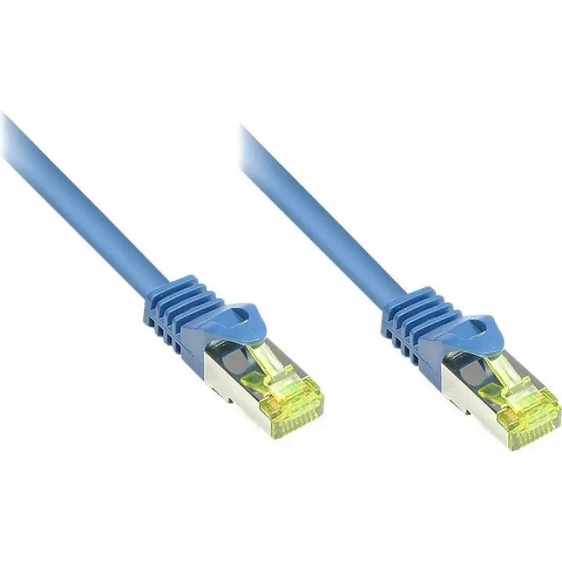 GoodConnections Cat.7 S/FTP cable de parcheo RJ45, 15m, azul, libre de halógenos, 600MHz, protección de lengüeta 8070R-150B