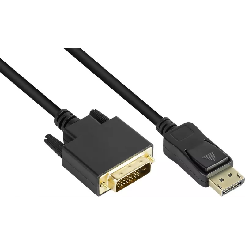GoodConnections Cable de conexión DisplayPort a DVI-D 24+1 - Contactos chapados en oro 24K - OFC - Negro - 5 m