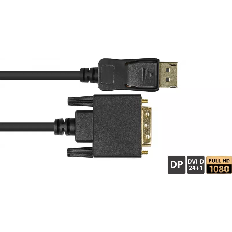 GoodConnections Cable de conexión DisplayPort a DVI-D 24+1 - Contactos chapados en oro 24K - OFC - Negro - 5 m