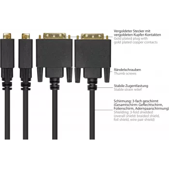 GoodConnections Cable de conexión DisplayPort a DVI-D 24+1 - Contactos chapados en oro 24K - OFC - Negro - 5 m