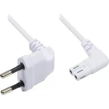 GoodConnections Cable de alimentación Euro, conector macho Euro a IEC C7 (trébol), ambos conectores acodados 90°, blanco, 1,5 m (1550-ZW015W)