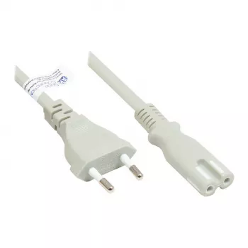 GoodConnections cable de alimentación euro conector macho euro Type-C (recto) a conector hembra C7/euro 8 (recto), gris, 0,75 mm², 5 m, Good Connections® (P0370-GR050)
