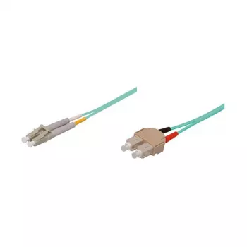 GoodConnections Cable de conexión de fibra óptica dúplex OM3 multimodo 50/125 µm LC/SC, LSZH, polaridad reversible, 5m, aqua