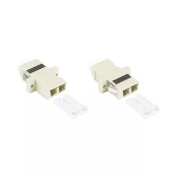 GoodConnections adaptador de fibra óptica LC/UPC a LC/UPC dúplex, OM2 multimodo, casquillo cerámico, carcasa de plástico con brida, gris (LW-K202)