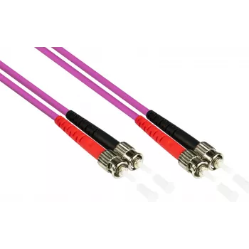 GoodConnections Cable de red de fibra óptica OM4 ST a ST multimodo dúplex, 7,5 m, LSZH, violeta LW-8075ST4