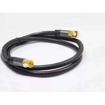 GoodConnections Cable de antena SAT SmartFLEX, conector acodado IEC/coaxial macho a hembra, dorado, cuádruple apantallamiento, apantallamiento 120dB, negro, 15m (GC-M2078)