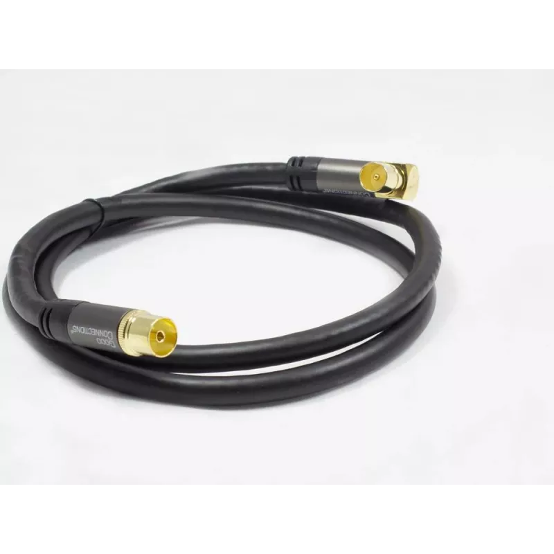 GoodConnections Cable de antena SAT SmartFLEX, conector acodado IEC/coaxial macho a hembra, dorado, cuádruple apantallamiento, apantallamiento 120dB, negro, 15m (GC-M2078)