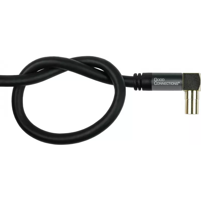 GoodConnections Cable de antena SAT SmartFLEX, conector acodado IEC/coaxial macho a hembra, dorado, cuádruple apantallamiento, apantallamiento 120dB, negro, 15m (GC-M2078)