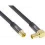 GoodConnections Cable de antena SAT SmartFLEX, conector acodado IEC/coaxial macho a hembra, dorado, cuádruple apantallamiento, apantallamiento 120dB, negro, 15m (GC-M2078)
