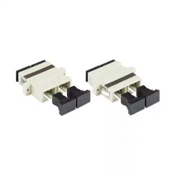 GoodConnections adaptador de fibra óptica SC/UPC dúplex, OM2 multimodo, casquillo cerámico, carcasa de plástico, con brida, gris (LW-K207)