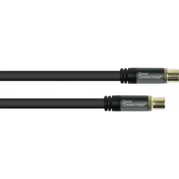 GoodConnections Cable de antena SmartFLEX, conector coaxial IEC macho a hembra, dorado, cuádruple apantallamiento, atenuación de apantallamiento 120 dB, negro, 30 m (GC-M2060)
