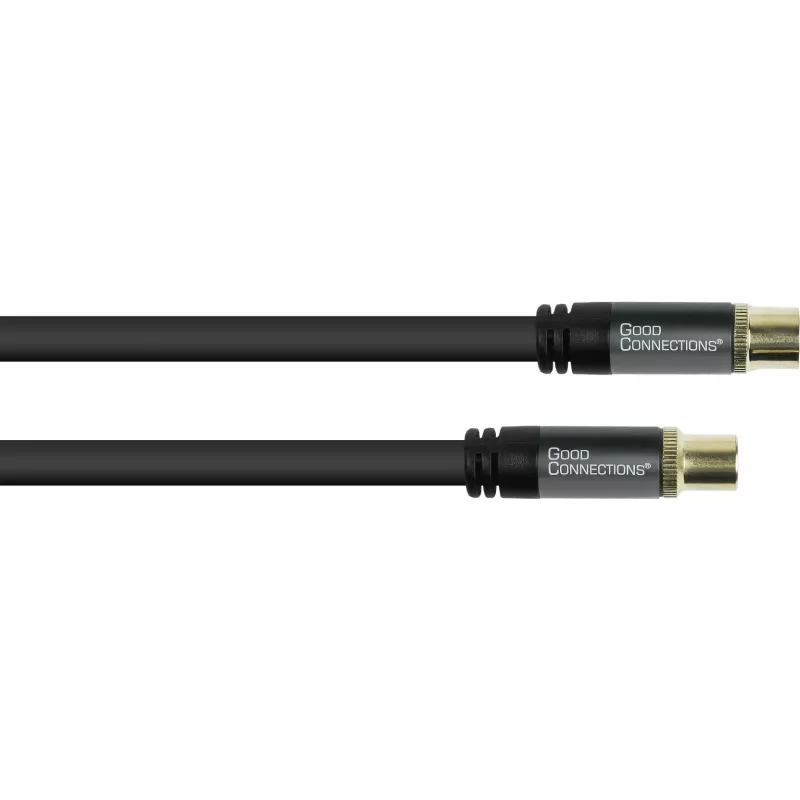 GoodConnections Cable de antena SmartFLEX, conector coaxial IEC macho a hembra, dorado, cuádruple apantallamiento, atenuación de apantallamiento 120 dB, negro, 30 m (GC-M2060)