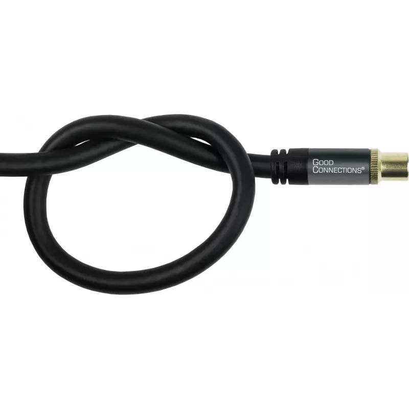 GoodConnections Cable de antena SmartFLEX, conector coaxial IEC macho a hembra, dorado, cuádruple apantallamiento, atenuación de apantallamiento 120 dB, negro, 30 m (GC-M2060)