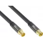 GoodConnections Cable de antena SmartFLEX, conector coaxial IEC macho a hembra, dorado, cuádruple apantallamiento, atenuación de apantallamiento 120 dB, negro, 30 m (GC-M2060)