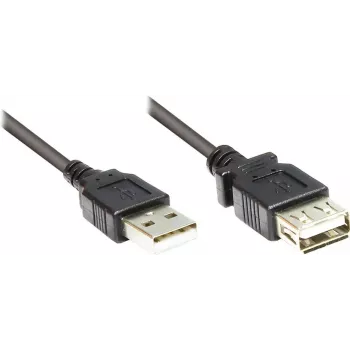 GoodConnections Cable de extensión USB 2.0 Type-A conector macho a conector hembra, negro, 0,3 m