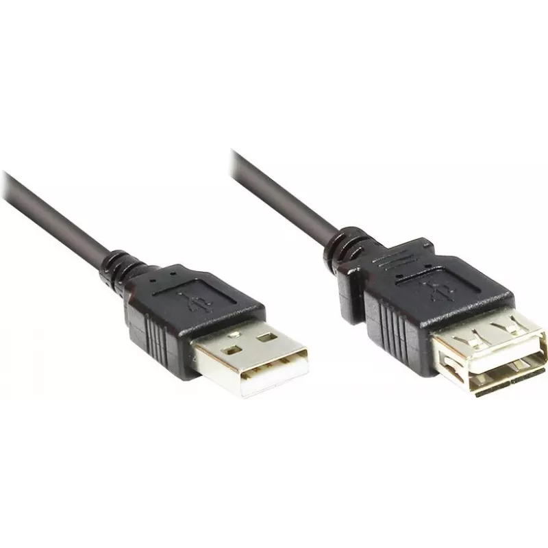 GoodConnections Cable de extensión USB 2.0 Type-A conector macho a conector hembra, negro, 0,3 m