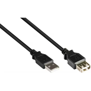 GoodConnections Cable de extensión USB 2.0 Type-A conector macho a conector hembra, negro, 0,3 m