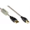 Good Connections Cable USB 2.0 de alta calidad con núcleo de ferrita y contactos dorados, transparente, 5 m