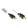 GoodConnections Cable USB 2.0 de alta calidad con núcleo de ferrita y contactos dorados, transparente, 3 m (2510-3TQ)