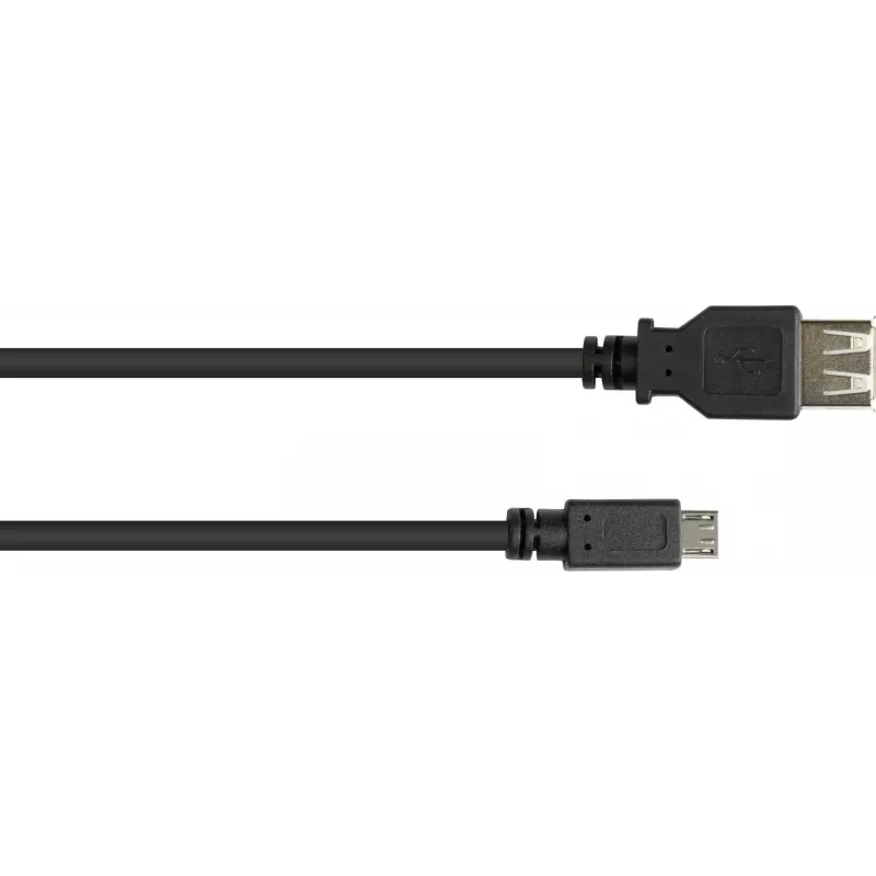 GoodConnections Cable adaptador USB-OTG, conector Micro-USB Type-B macho a conector USB Type-A hembra, USB 2.0, 0,1 m, Negro
