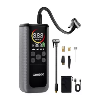 Inflador de neumáticos doble GOOLOO GT160 | 12V DC, 150 PSI, pantalla digital, 70 L/min, parada automática, luz de trabajo LED