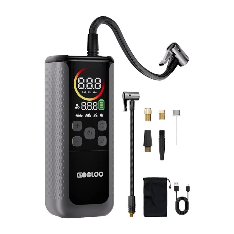 GOOLOO GT160 compresor de aire doble para coche, 160 PSI, power bank de 37 Wh, pantalla LED, apagado automático, linterna LED