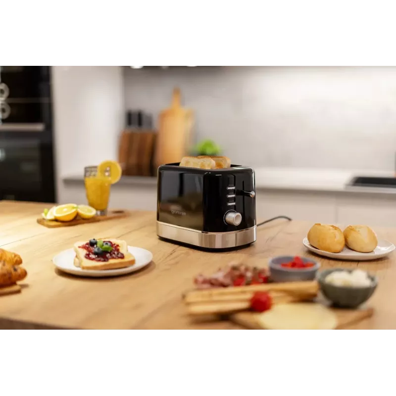 Tostadora de 2 ranuras Gorenje T800DB, 800 W, 7 niveles de tostado, negra