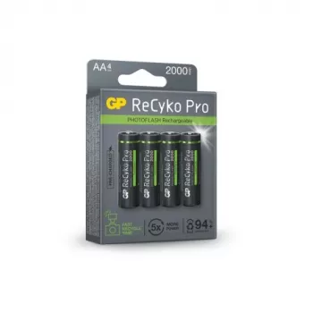 GP Pila (AA) recargable ReCyko+ Pro Fast Flash, NiMH, blíster de 4, 2000mAh