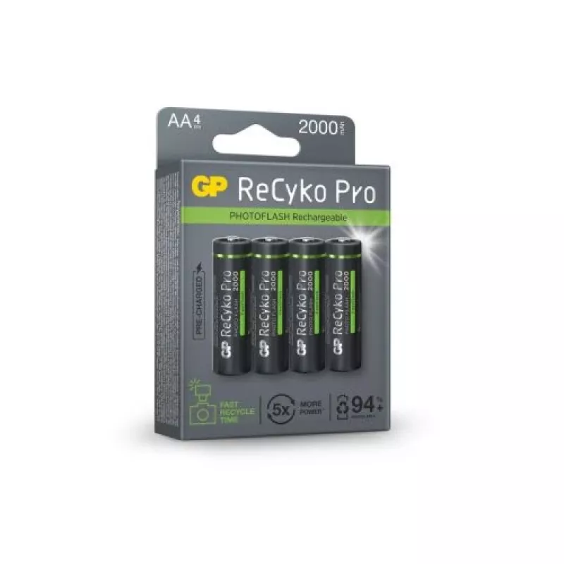 GP Pila (AA) recargable ReCyko+ Pro Fast Flash, NiMH, blíster de 4, 2000mAh